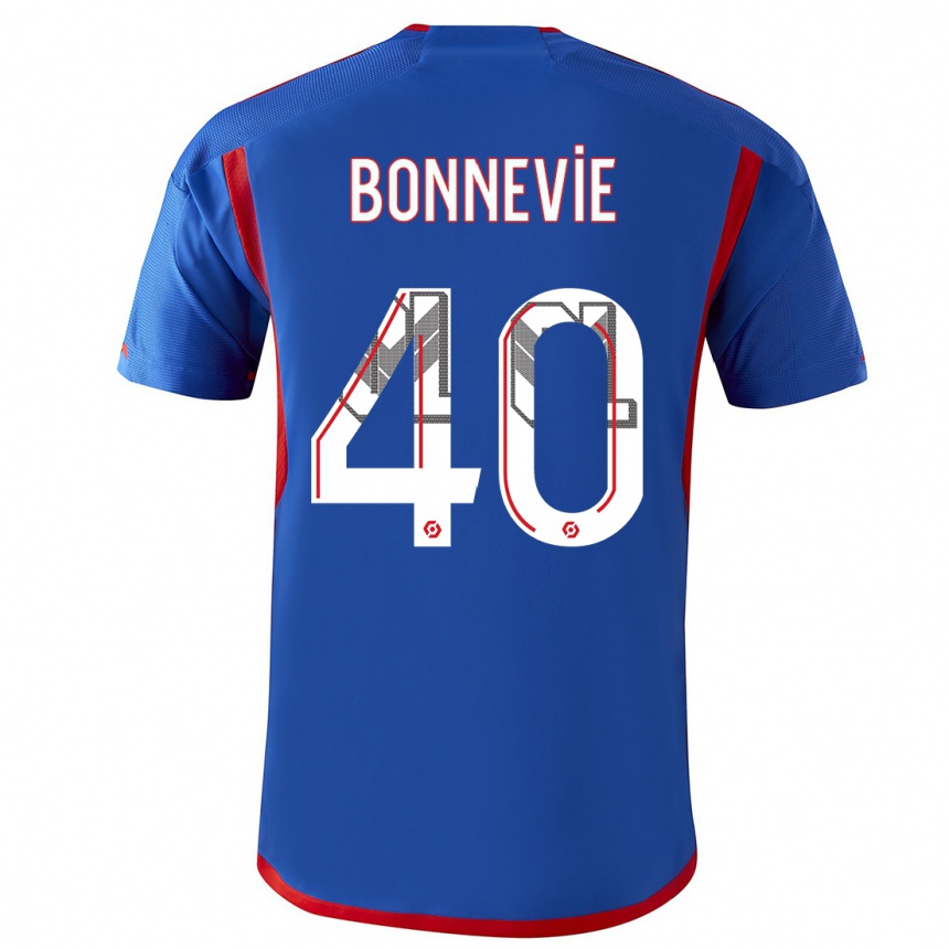 Kids  Kayne Bonnevie #40 Blue Red Away Jersey 2023/24 T-Shirt Canada