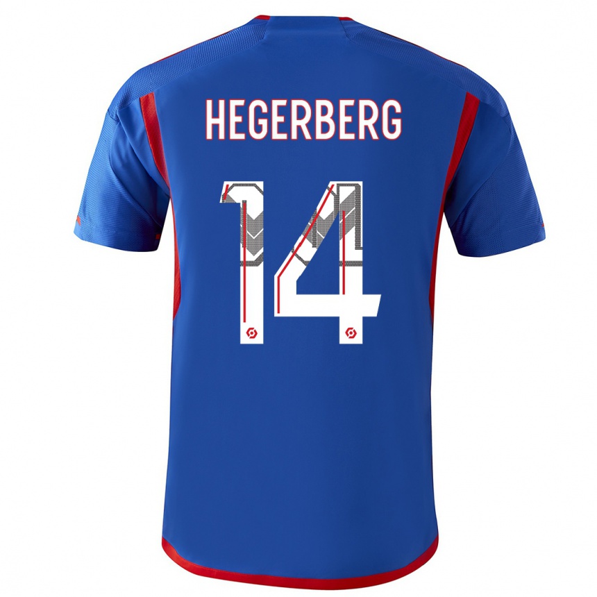 Kids Ada Hegerberg #14 Blue Red Away Jersey 2023/24 T-Shirt Canada