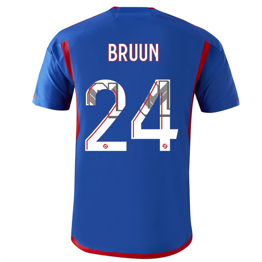 Enfant Football Maillot Signe Bruun #24 Bleu Rouge Tenues Extérieur 2023/24 Canada