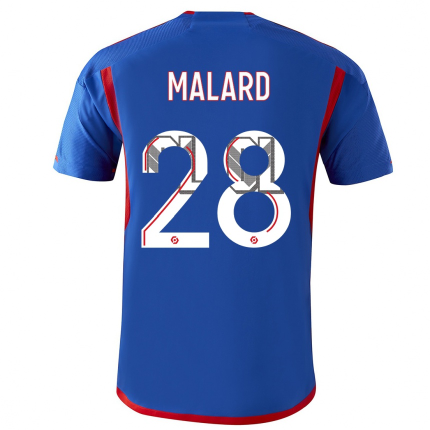 Kids Melvine Malard #28 Blue Red Away Jersey 2023/24 T-Shirt Canada