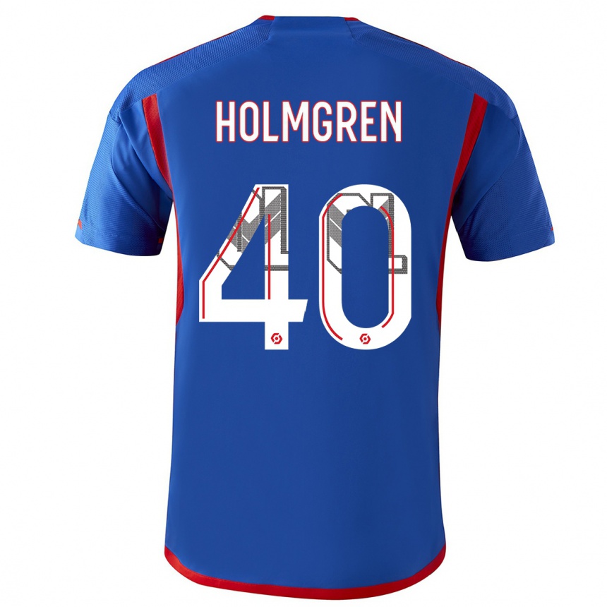 Kids Emma Holmgren #40 Blue Red Away Jersey 2023/24 T-Shirt Canada