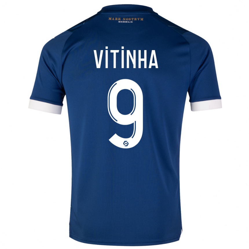 Kids  Vitinha #9 Dark Blue Away Jersey 2023/24 T-Shirt Canada