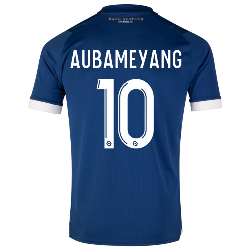 Kids Pierre-Emerick Aubameyang #10 Dark blue Away Jersey 2023/24 T-shirt Canada