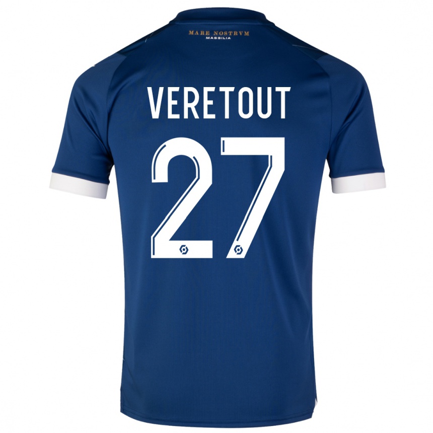 Kids Jordan Veretout #27 Dark Blue Away Jersey 2023/24 T-Shirt Canada