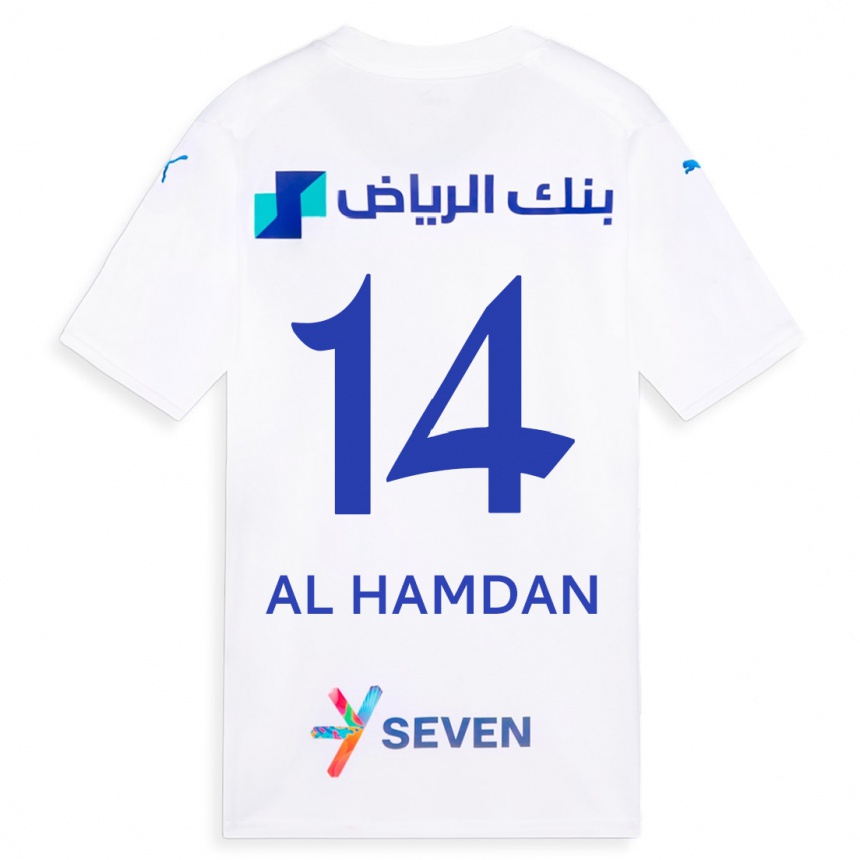 Kids Abdullah Al-Hamdan #14 White Away Jersey 2023/24 T-Shirt Canada