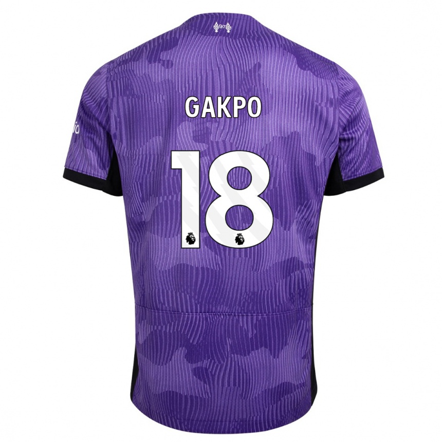 Kids  Cody Gakpo #18 Purple Third Jersey 2023/24 T-Shirt Canada