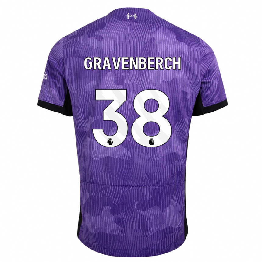 Kids  Ryan Gravenberch #38 Purple Third Jersey 2023/24 T-Shirt Canada