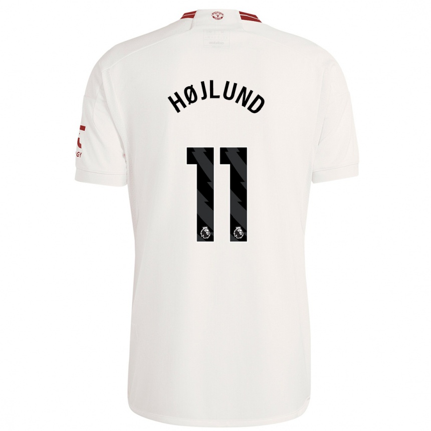 Kids  Rasmus Højlund #11 White Third Jersey 2023/24 T-Shirt Canada