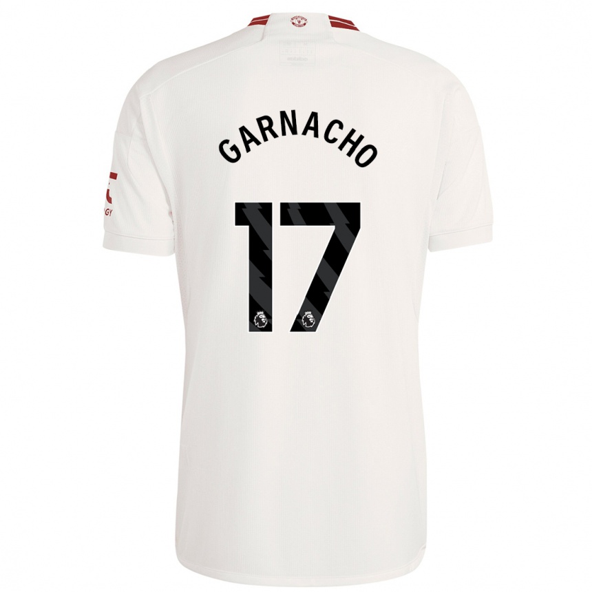 Kids Alejandro Garnacho #17 White Third Jersey 2023/24 T-Shirt Canada