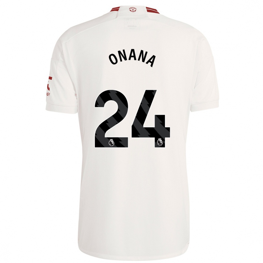 Kids André Onana #24 White Third Jersey 2023/24 T-Shirt Canada