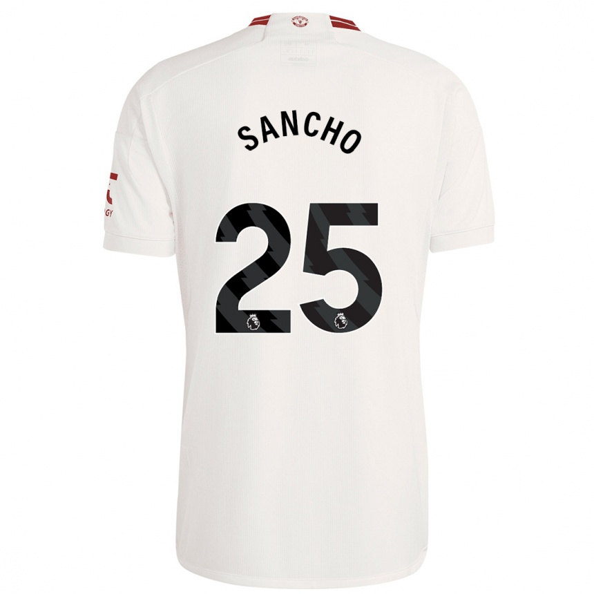 Kids  Jadon Sancho #25 White Third Jersey 2023/24 T-Shirt Canada