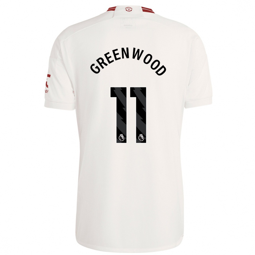 Kids Mason Greenwood #11 White Third Jersey 2023/24 T-Shirt Canada