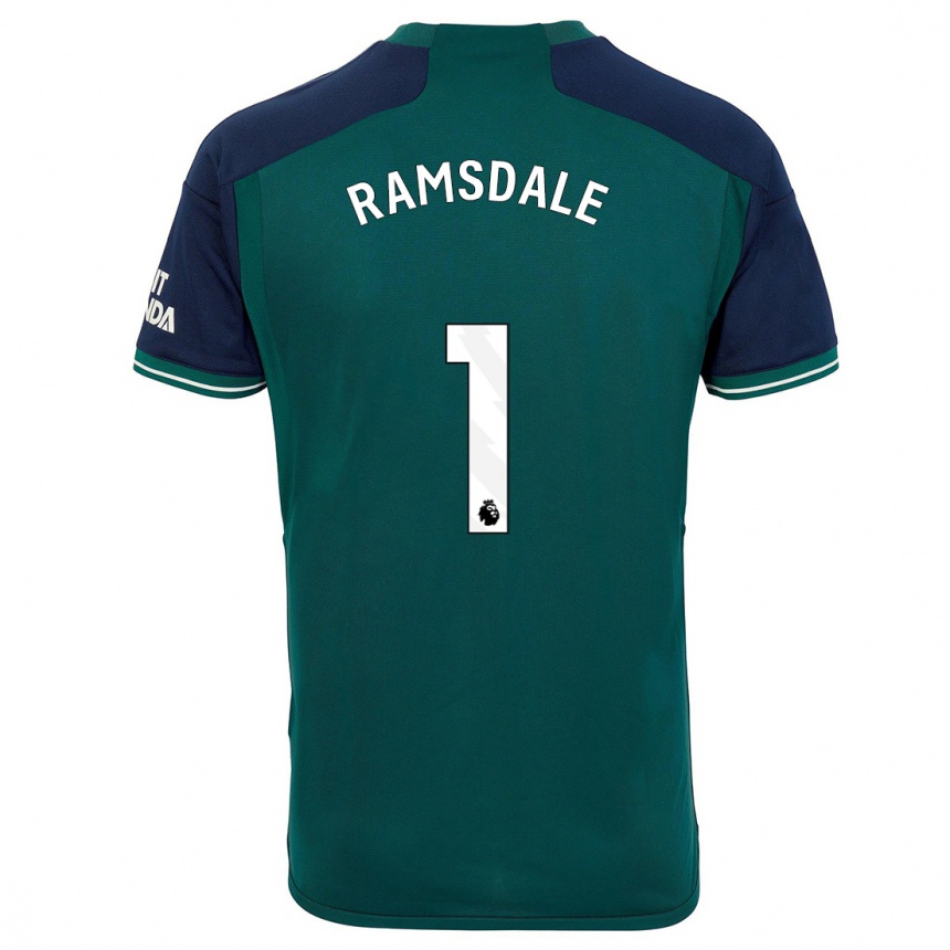 Kids  Aaron Ramsdale #1 Green Third Jersey 2023/24 T-Shirt Canada