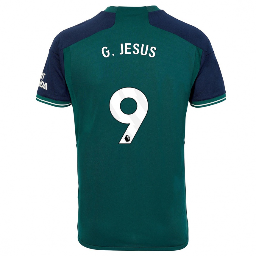 Kids  Gabriel Jesus #9 Green Third Jersey 2023/24 T-Shirt Canada