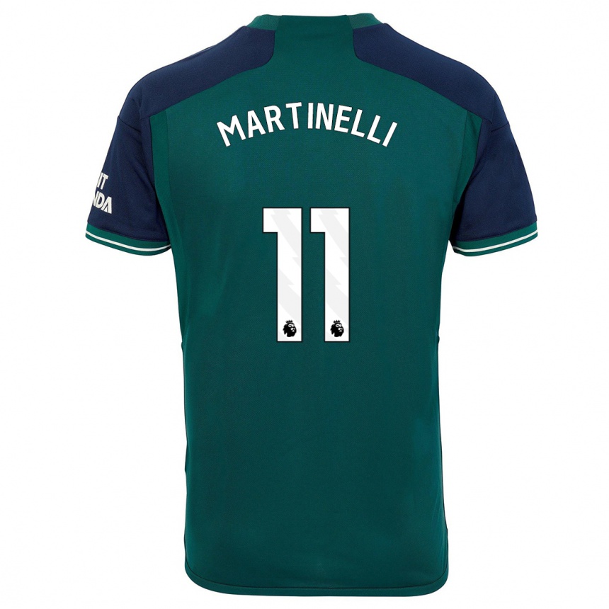 Kids Gabriel Martinelli #11 Green Third Jersey 2023/24 T-Shirt Canada