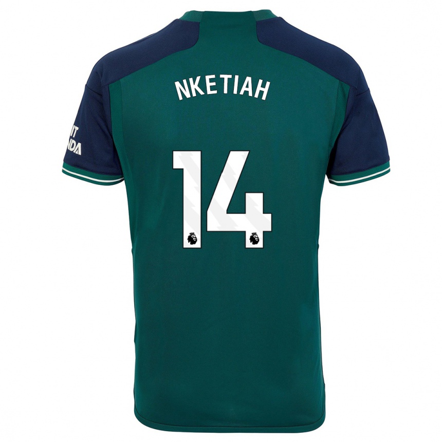 Kids  Eddie Nketiah #14 Green Third Jersey 2023/24 T-Shirt Canada