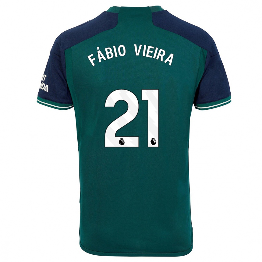 Kids Fabio Vieira #21 Green Third Jersey 2023/24 T-Shirt Canada