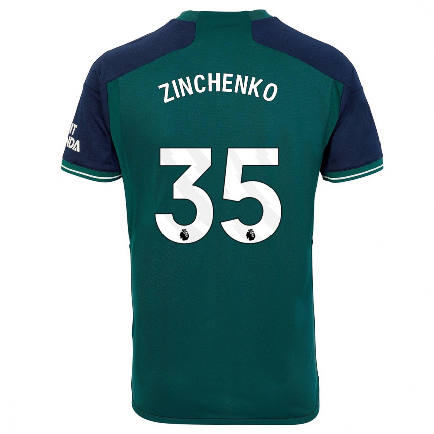 Kids  Oleksandr Zinchenko #35 Green Third Jersey 2023/24 T-Shirt Canada