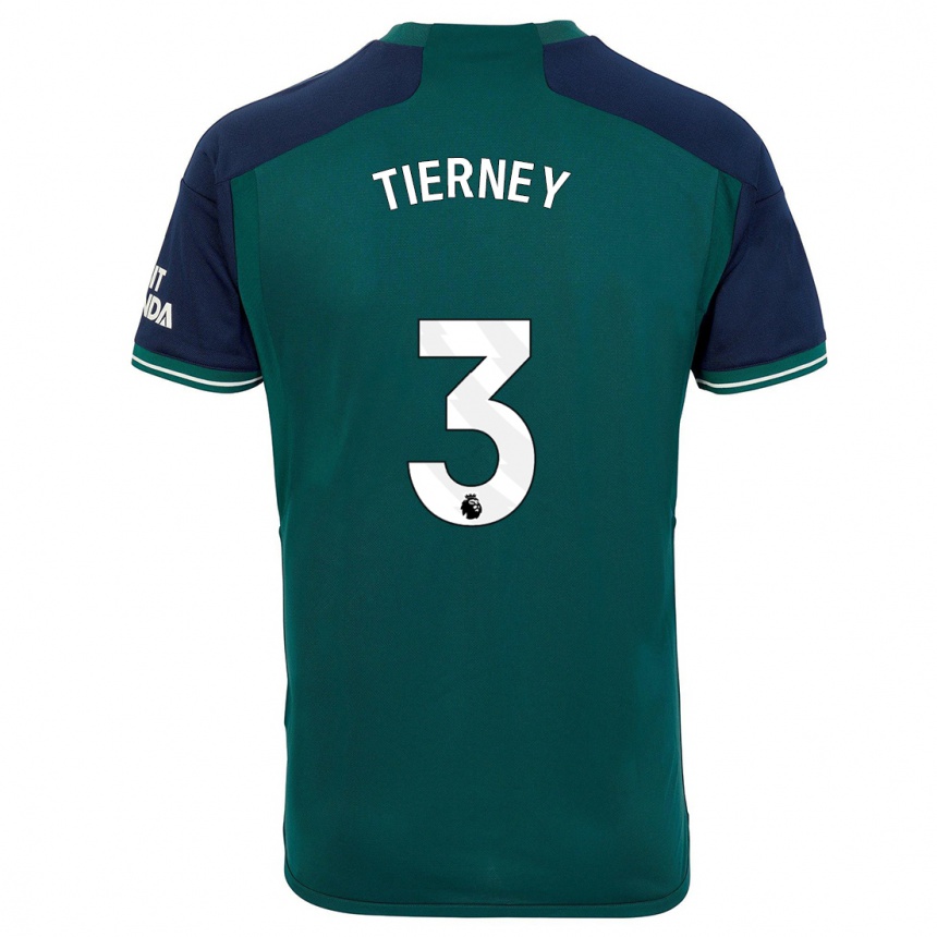 Kids Kieran Tierney #3 Green Third Jersey 2023/24 T-Shirt Canada