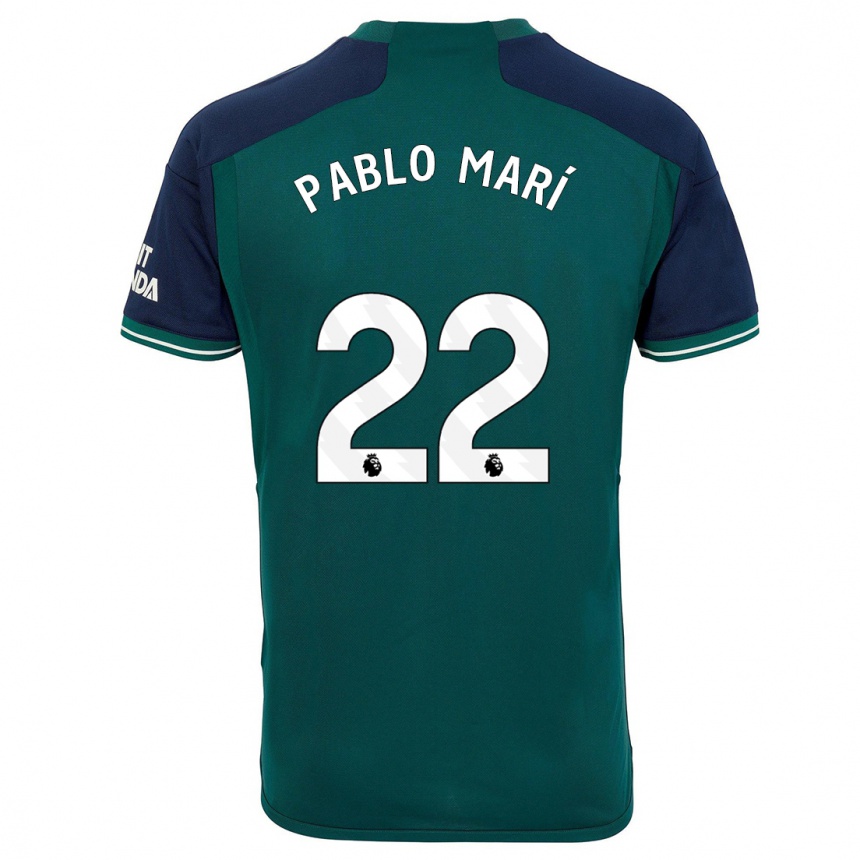 Kids  Pablo Mari #22 Green Third Jersey 2023/24 T-Shirt Canada