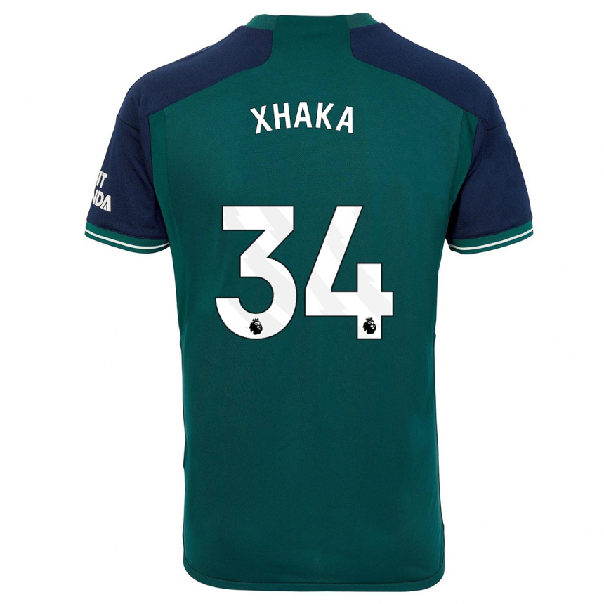 Kids Granit Xhaka #34 Green Third Jersey 2023/24 T-Shirt Canada