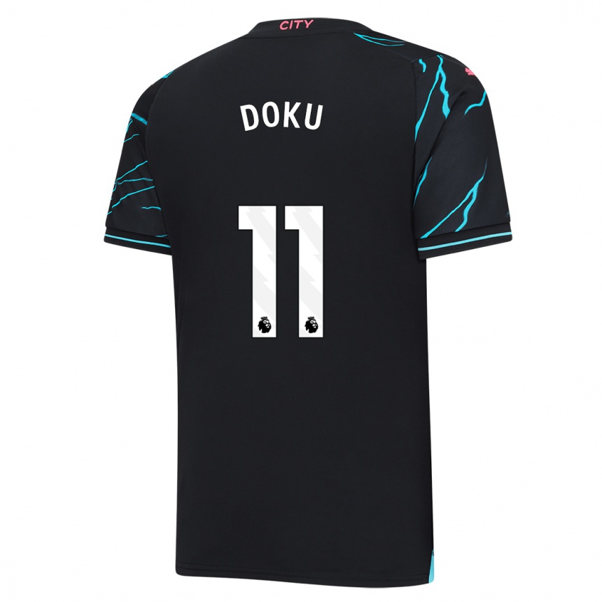 Enfant Football Maillot Jérémy Doku #11 Bleu Foncé Troisieme 2023/24 Canada