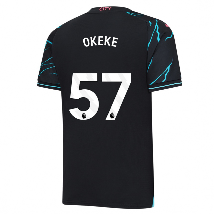 Kids  Michael Okeke #57 Dark Blue Third Jersey 2023/24 T-Shirt Canada