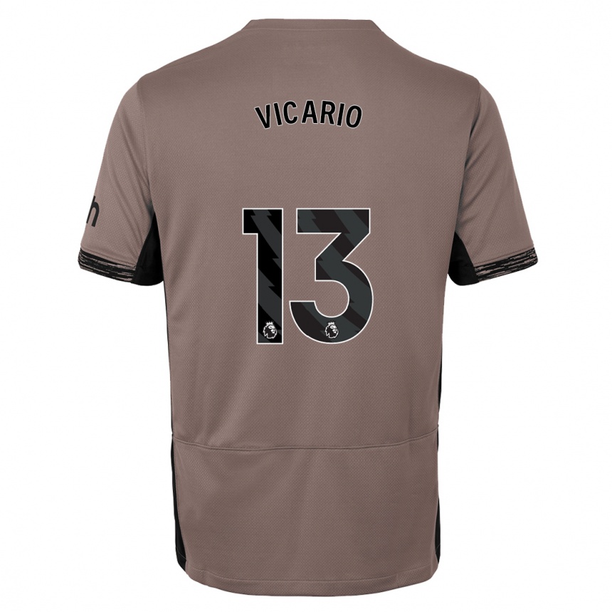 Kids  Guglielmo Vicario #13 Dark Beige Third Jersey 2023/24 T-Shirt Canada