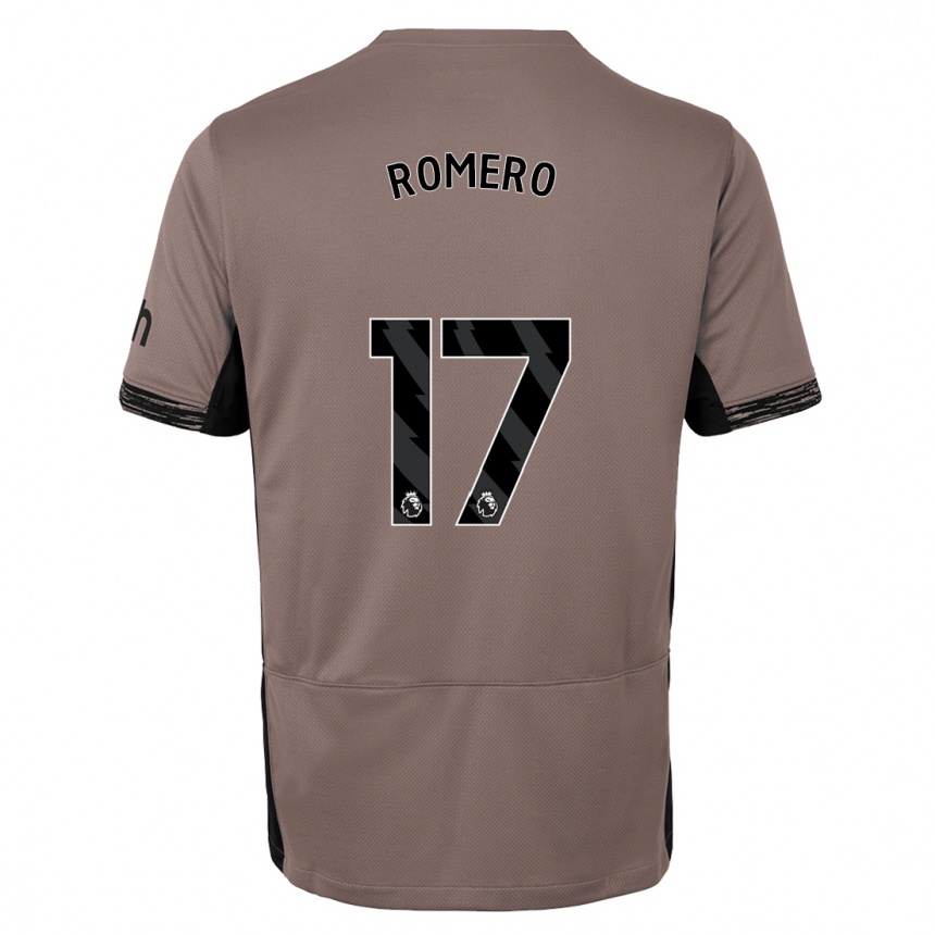 Kids Cristian Romero #17 Dark Beige Third Jersey 2023/24 T-Shirt Canada