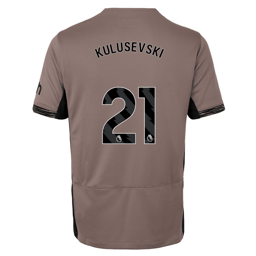 Kids  Dejan Kulusevski #21 Dark Beige Third Jersey 2023/24 T-Shirt Canada