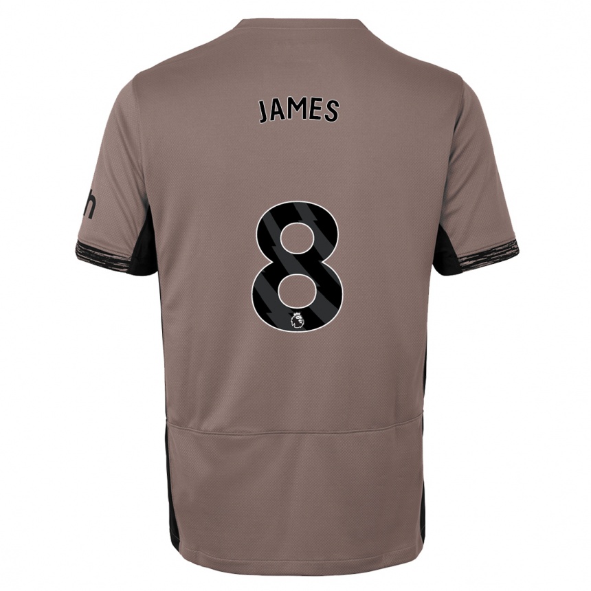 Kids  Angharad James #8 Dark Beige Third Jersey 2023/24 T-Shirt Canada