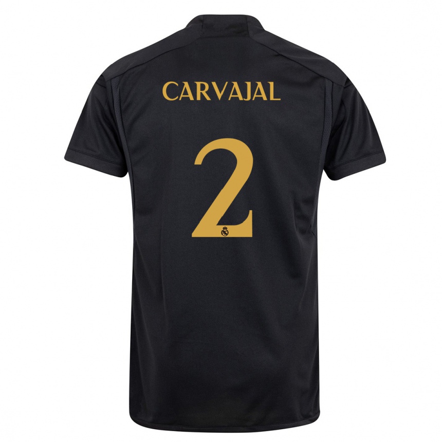 Kids  Daniel Carvajal #2 Black Third Jersey 2023/24 T-Shirt Canada