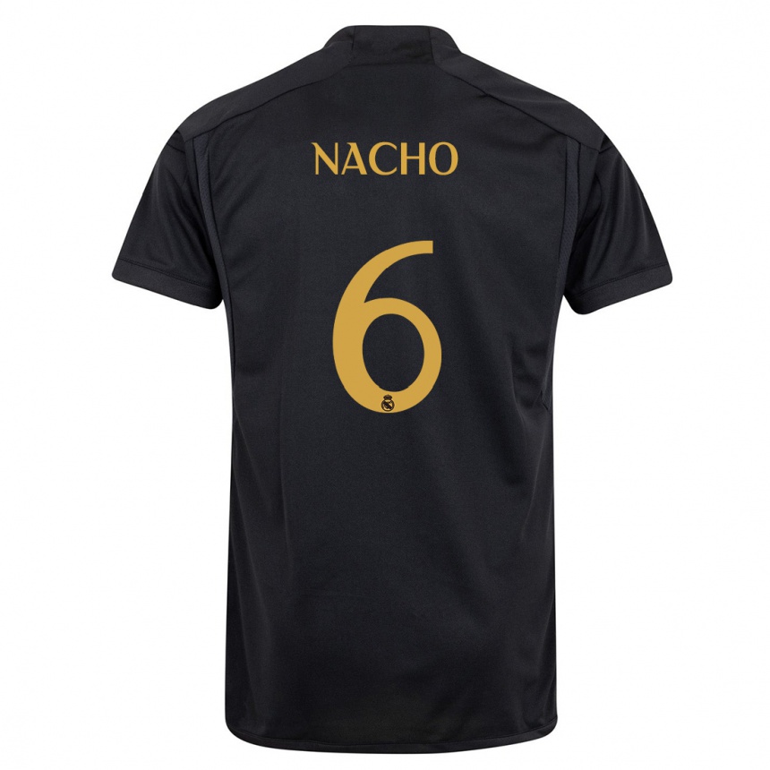 Kids Nacho Fernandez #6 Black Third Jersey 2023/24 T-Shirt Canada