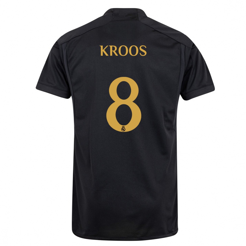 Kids  Toni Kroos #8 Black Third Jersey 2023/24 T-Shirt Canada