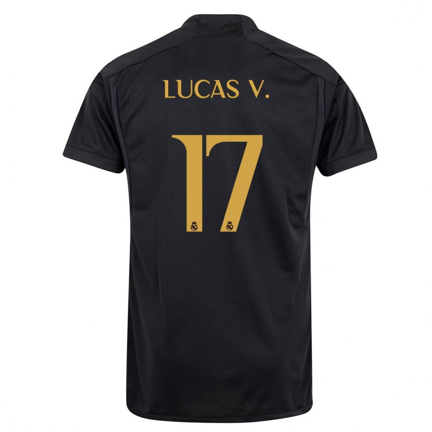 Kids  Lucas Vazquez #17 Black Third Jersey 2023/24 T-Shirt Canada