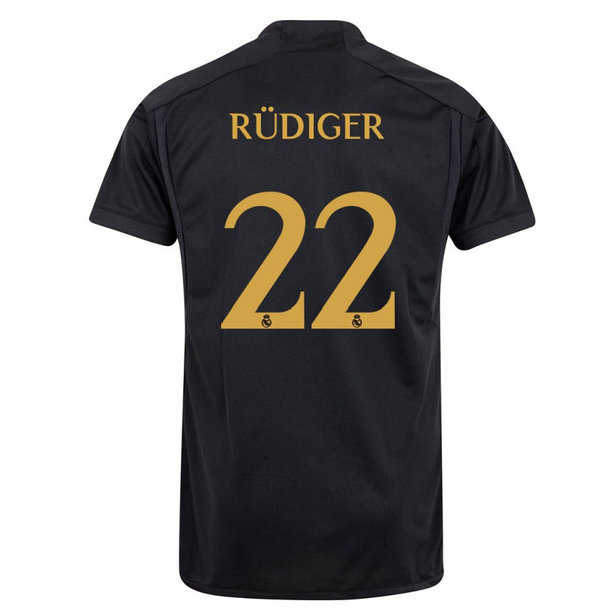 Kids Antonio Rudiger #22 Black Third Jersey 2023/24 T-Shirt Canada