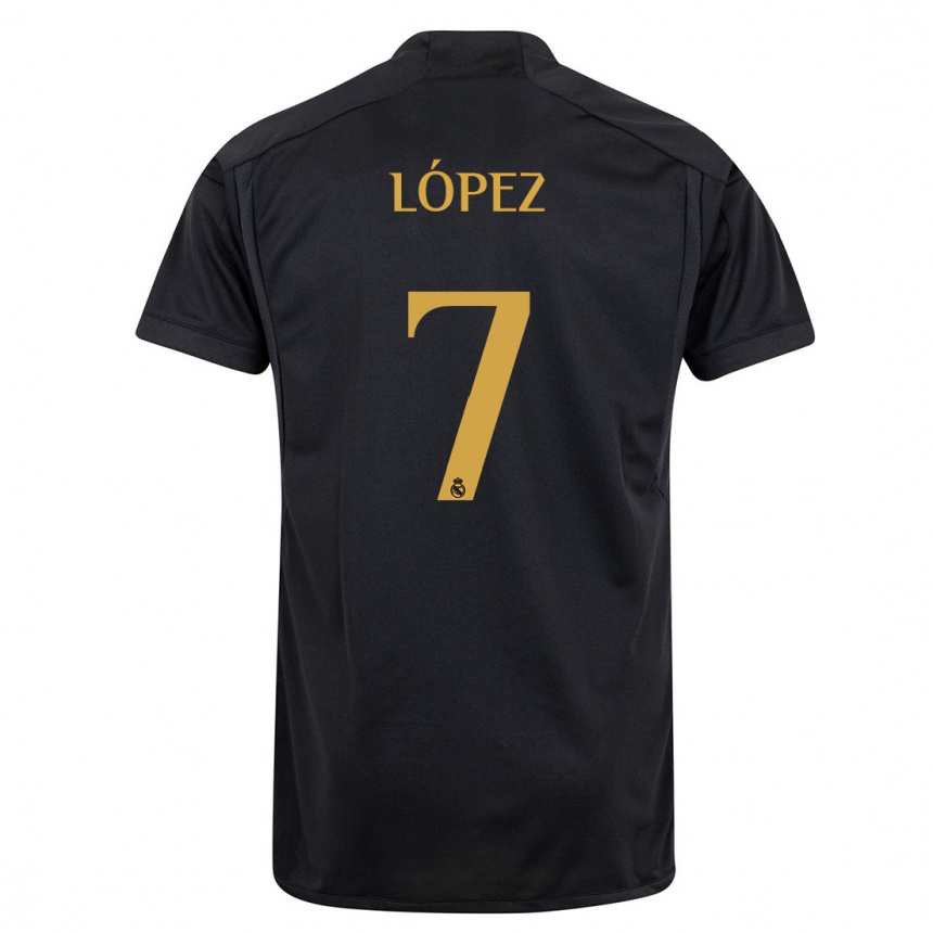 Kids Noel López #7 Black Third Jersey 2023/24 T-Shirt Canada