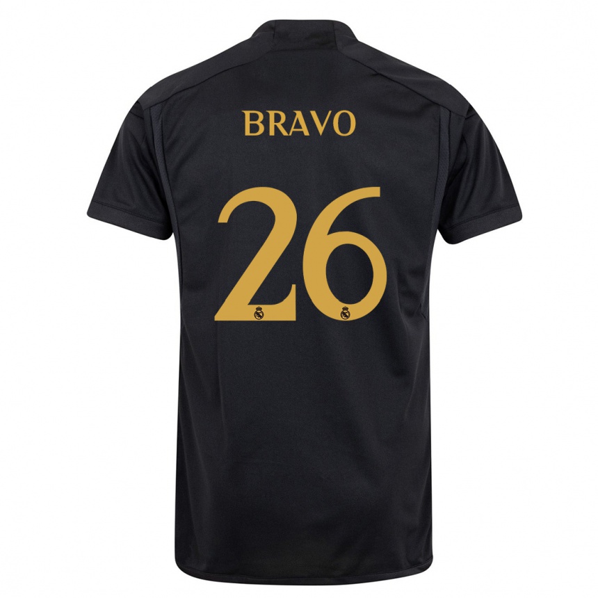 Kids Iker Bravo #26 Black Third Jersey 2023/24 T-Shirt Canada