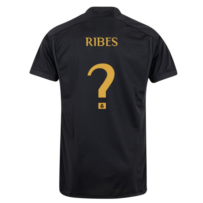 Kids  Kike Ribes #0 Black Third Jersey 2023/24 T-Shirt Canada