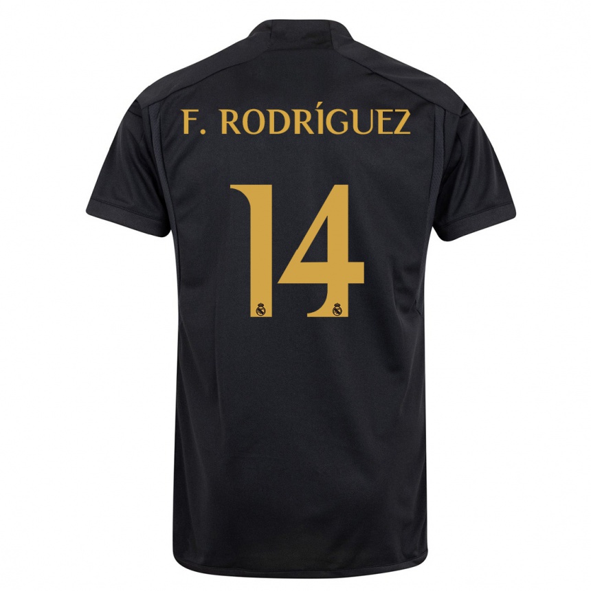 Kids Fer Rodríguez #14 Black Third Jersey 2023/24 T-Shirt Canada