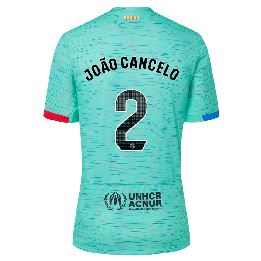 Kids  Joao Cancelo #2 Light Aqua Third Jersey 2023/24 T-Shirt Canada