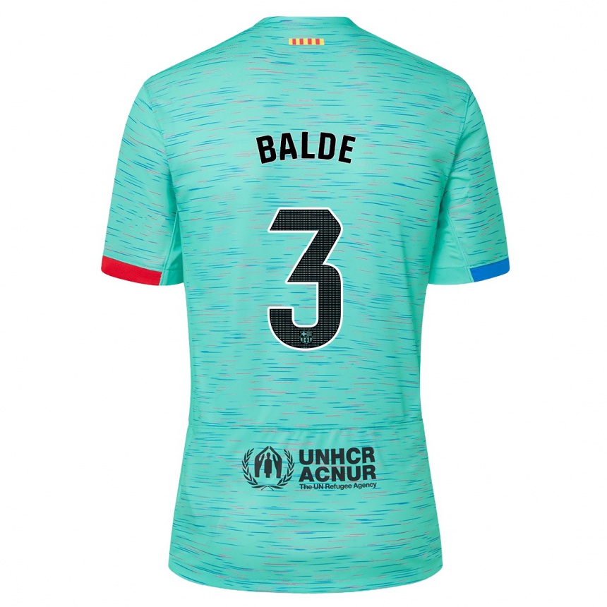 Kids  Alejandro Balde #3 Light Aqua Third Jersey 2023/24 T-Shirt Canada