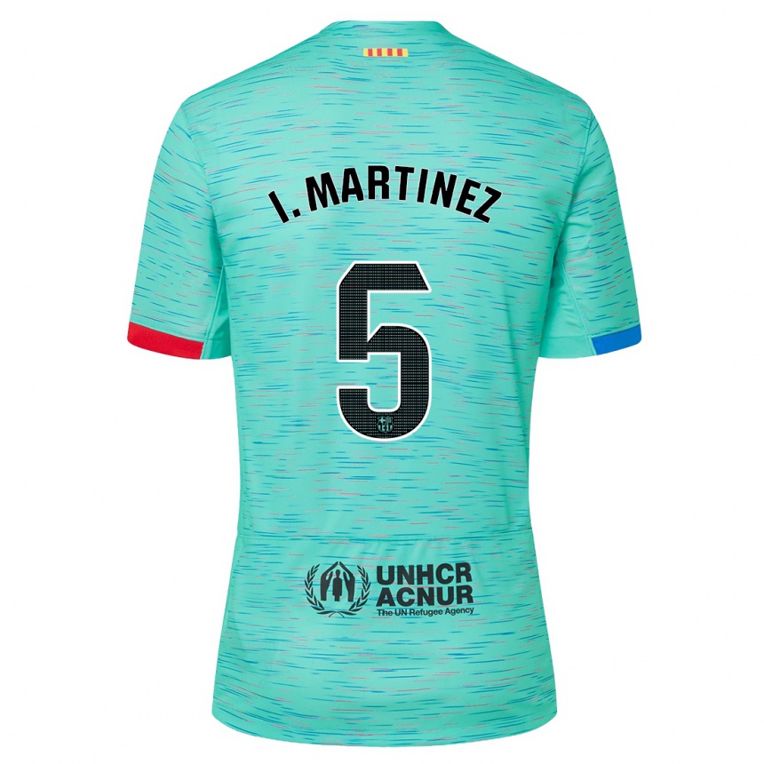 Kids  Iñigo Martínez #5 Light Aqua Third Jersey 2023/24 T-Shirt Canada