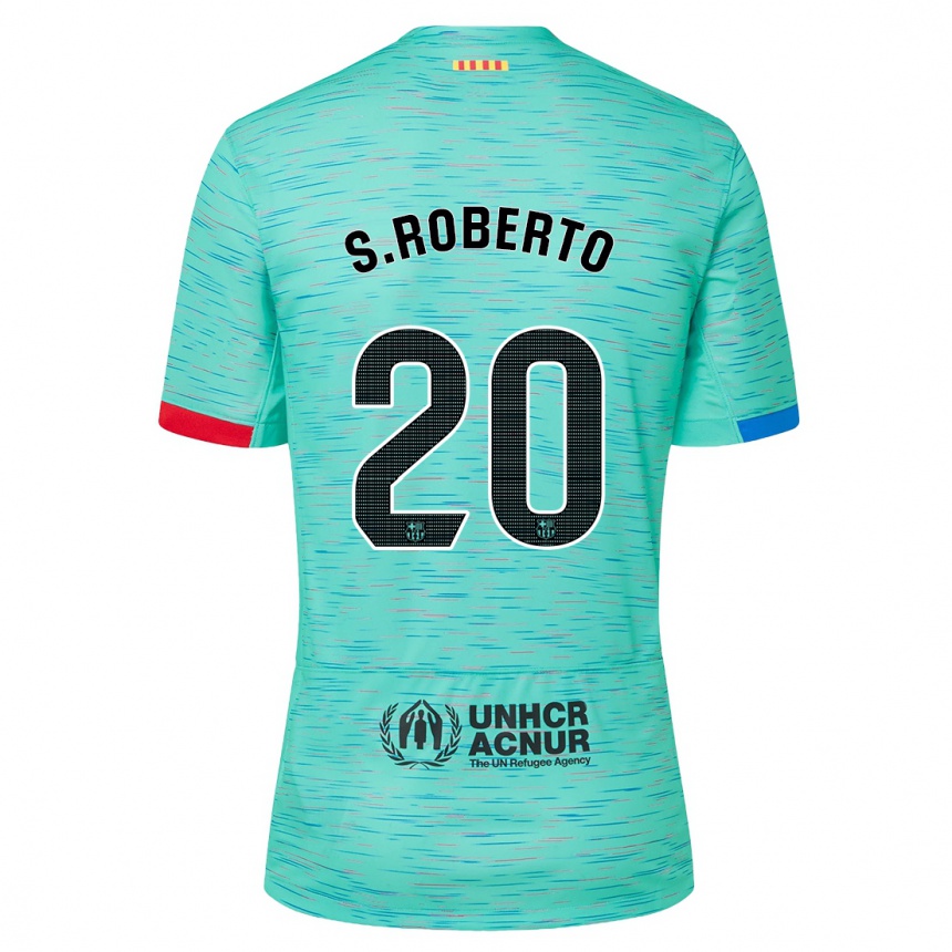 Kids  Sergi Roberto #20 Light Aqua Third Jersey 2023/24 T-Shirt Canada