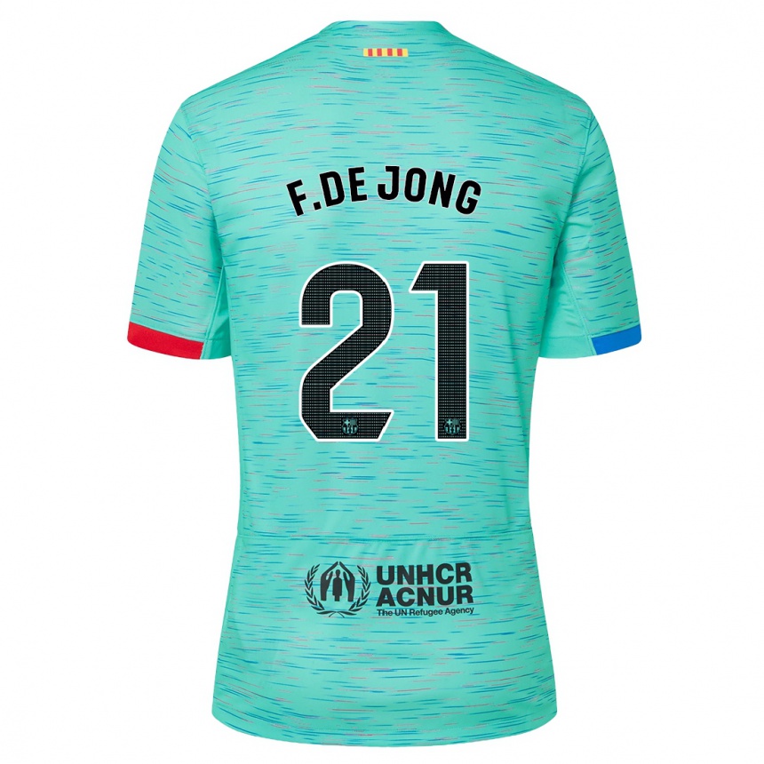 Kids Frenkie De Jong #21 Light Aqua Third Jersey 2023/24 T-Shirt Canada