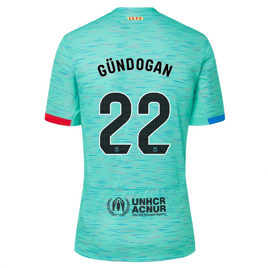 Kids Ilkay Gundogan #22 Light Aqua Third Jersey 2023/24 T-Shirt Canada