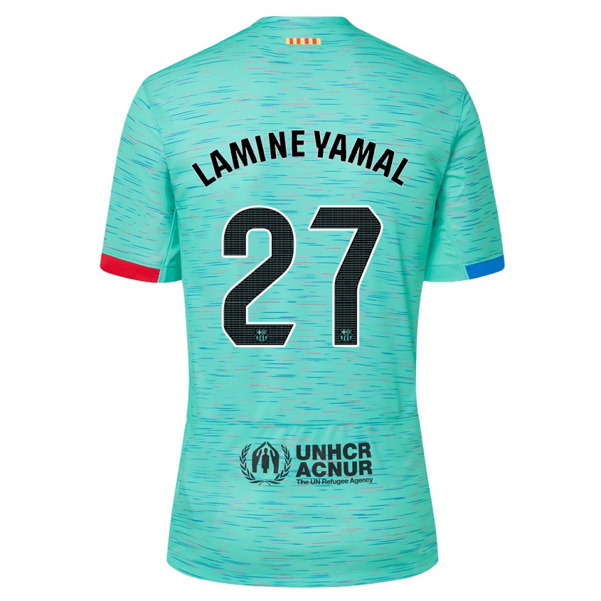 Kids Lamine Yamal #27 Light Aqua Third Jersey 2023/24 T-Shirt Canada