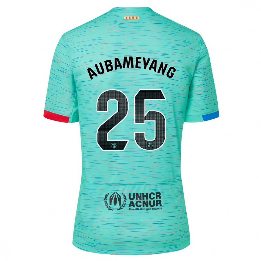 Kids  Pierre Emerick Aubameyang #25 Light Aqua Third Jersey 2023/24 T-Shirt Canada