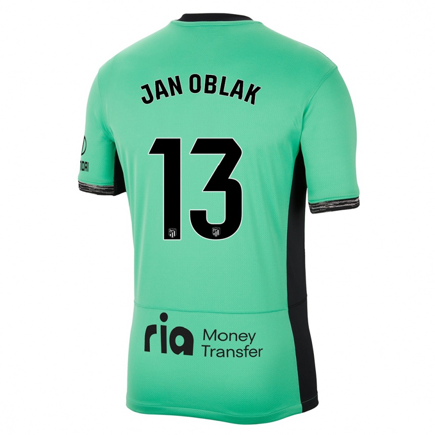 Kids  Jan Oblak #13 Spring Green Third Jersey 2023/24 T-Shirt Canada