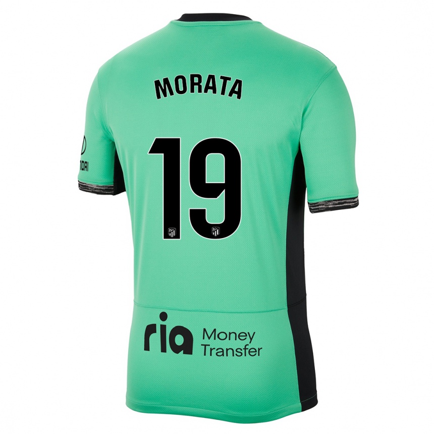 Kids  Alvaro Morata #19 Spring Green Third Jersey 2023/24 T-Shirt Canada